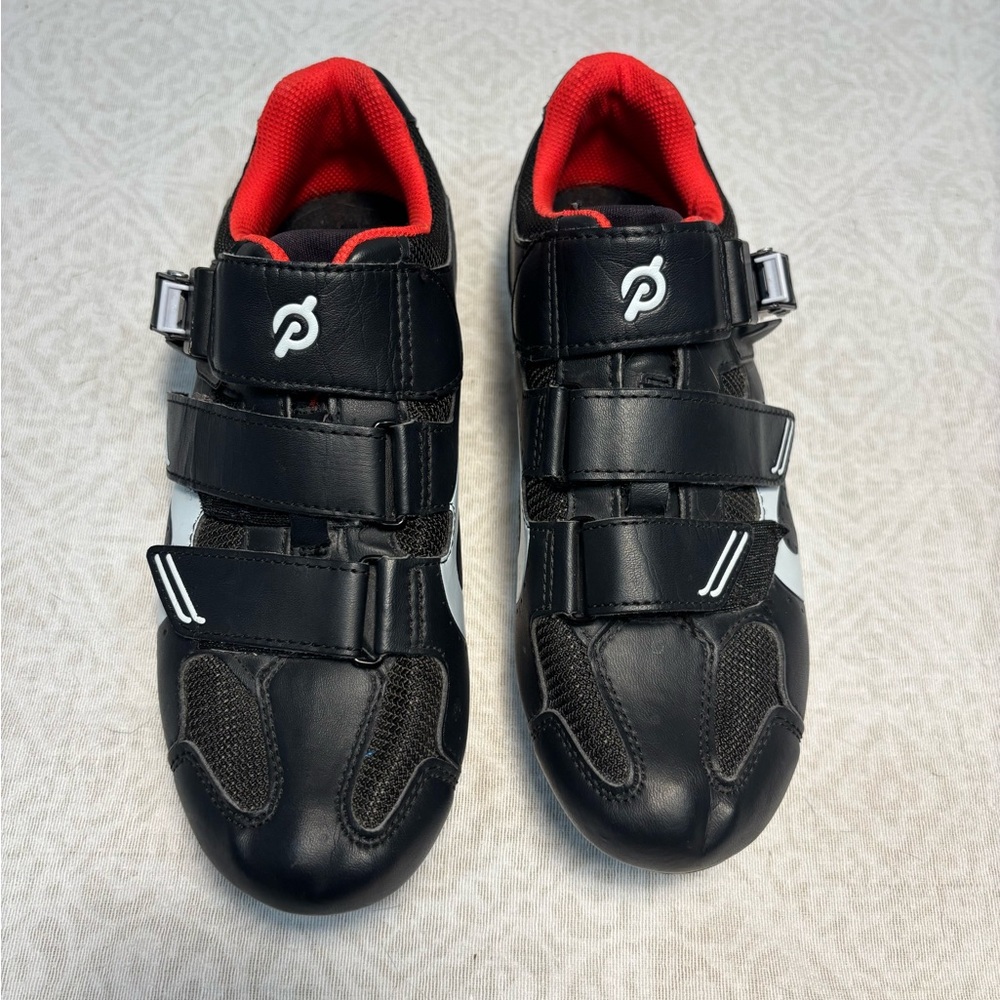 Peloton Cycling Shoes Black Red w/ Cleats Spin Bike Road Shoes Mens [Size] 39